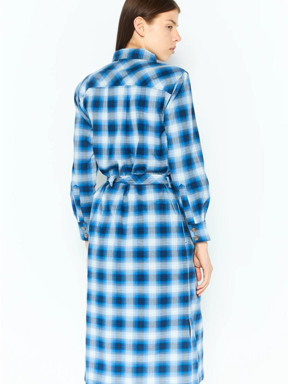 Tommy Hilfiger Blue Plaid Button-Front Maxi Shirt Dress - Picture 2 of 9